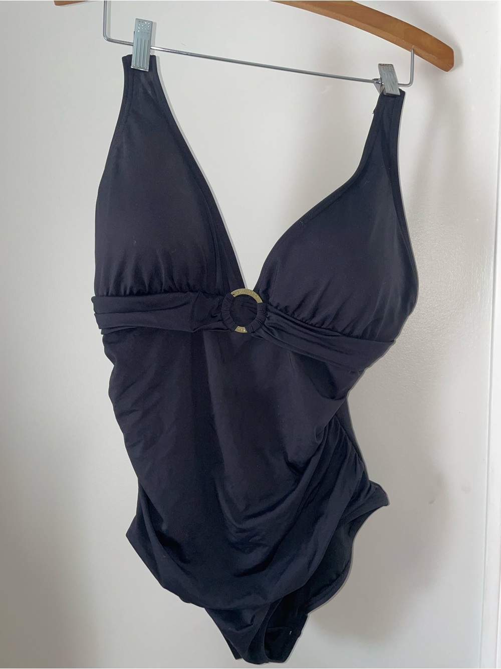 Classic Michael Kors Black One-Piece Swimsuit with Ring Detail